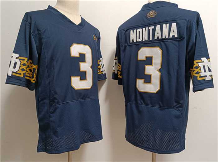 Men%27s Notre Dame Fighting Irish #3 Joe Montana Navy With Name Limited Stitched Jersey->notre dame fighting irish->NCAA Jersey